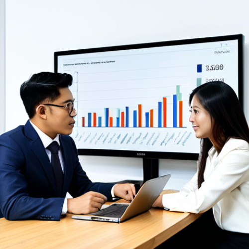 A professional Malaysian couple, fully clothed in modest business attire, sitting attentively at a polished wooden desk in a modern, well-lit bank office. Across from them, a professional financial advisor, also fully clothed in a sharp business suit, gestures towards a laptop screen displaying a stylized graph of home loan interest rates. Financial documents and a pen are neatly arranged on the desk. The atmosphere is serious and focused, conveying trust and thoughtful decision-making. The scene is depicted with perfect anatomy, correct proportions, natural poses, well-formed hands, and proper finger count. Professional photography, high quality, realistic, natural lighting, safe for work, appropriate content, fully clothed, professional, family-friendly.